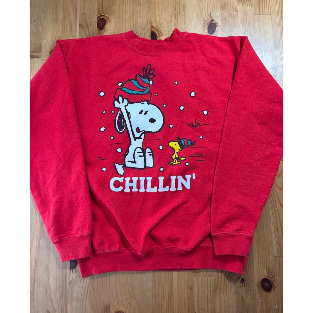 Youth Peanuts Official Store Snoopy "Chillin"‎ Crewneck Sweater Size XL